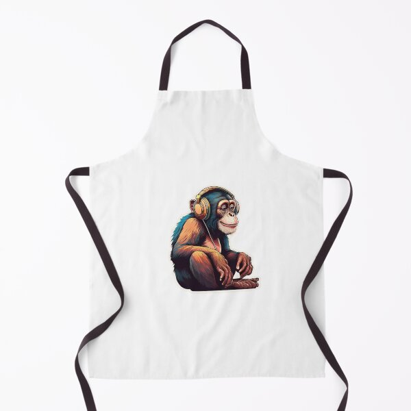Item preview, happy chimpanzee smile on his face and headphones designed and sold by wonderisland.