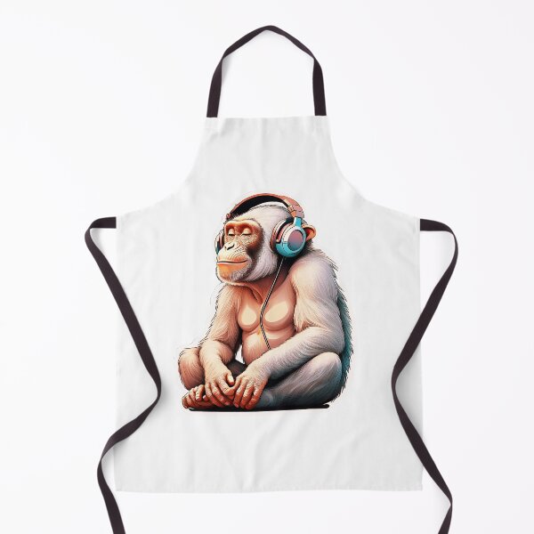 Item preview, Copy of happy chimpanzee smile on his face and headphones designed and sold by wonderisland.