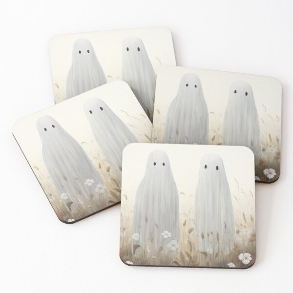 Item preview, Cute Ghosts Holding Hands Halloween Art designed and sold by ArtHausPrint.