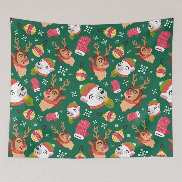 Item preview, cute Christmas pattern with polar bear and reindeer designed and sold by Mauswohn.