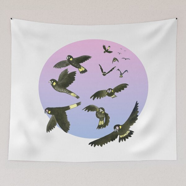 Item preview, Yellow-tailed Black-cockatoos flying (dusk) designed and sold by Paula Peeters.