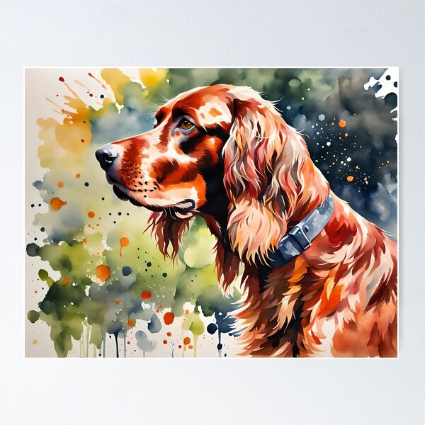 Irish Setter - Modern watercolour style dog breed portrait Poster