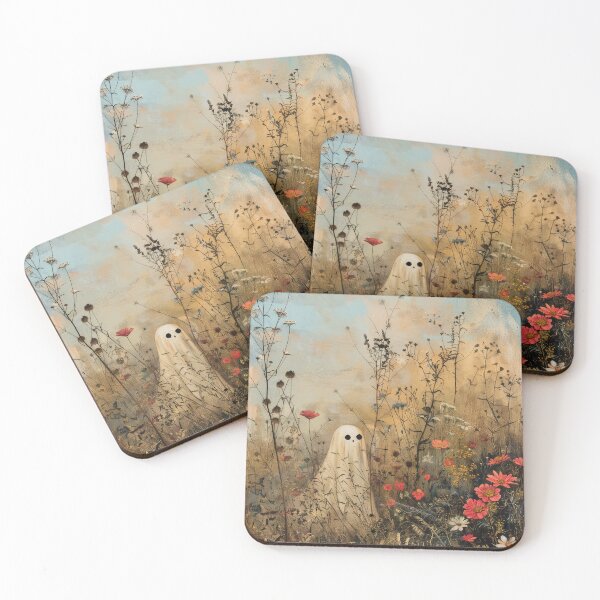 Item preview, Spooky Ghost in Wildflower Field designed and sold by ArtHausPrint.