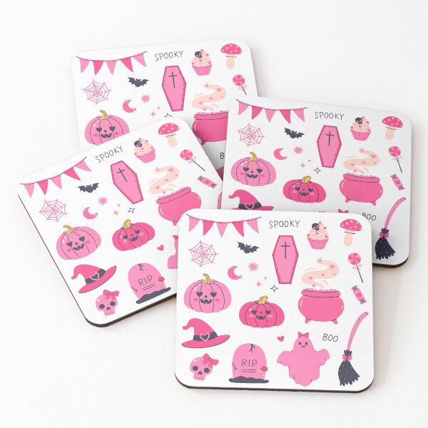 Item preview, pattern of pink Halloween items designed and sold by burbura.