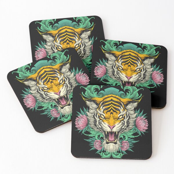 Item preview, Tiger head and flower decoration designed and sold by WOLForDEER.