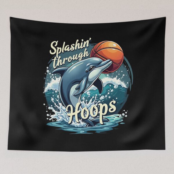 Item preview, "Soaring to the Hoop Play" Dolphin Basketball T-Shirt for Basketball Day designed and sold by AI-volution.
