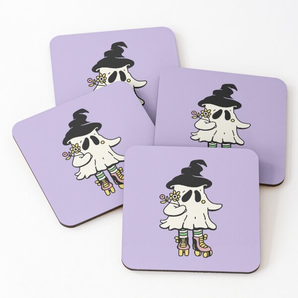 Artikelvorschau, Geist auf Rollschuhen mit Blumen - Herbst und Halloween entworfen und verkauft von Paperfly Doodles.