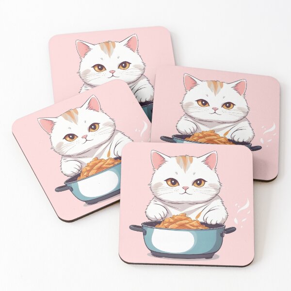 Item preview, white cat cooking designed and sold by anydesign01.