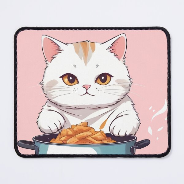 Item preview, white cat cooking designed and sold by GOOD DAY Studio.