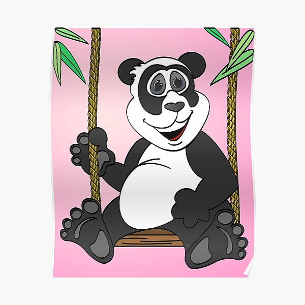 Pink Panda Bear Cartoon Swing Poster For Sale By Graphxpro Redbubble 