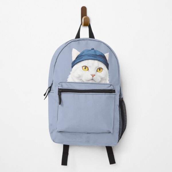 Item preview, white fluffy cat wearing a cap  designed and sold by GOOD DAY Studio.