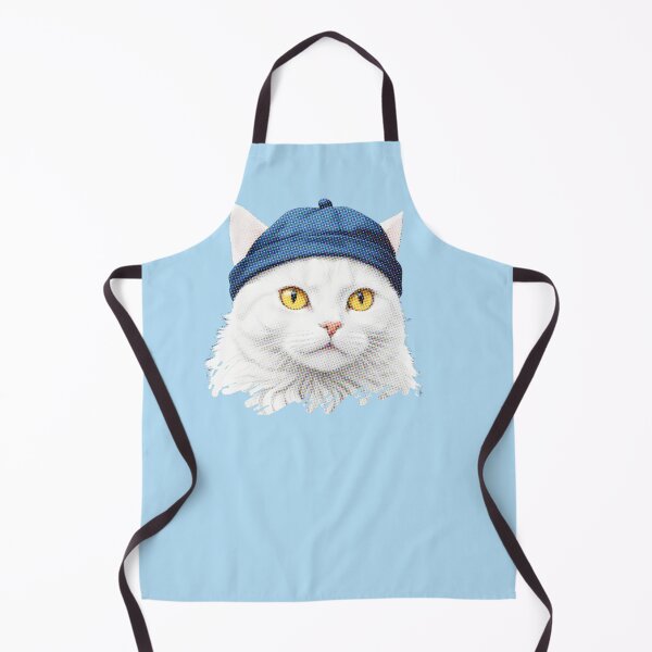 Item preview, white fluffy cat wearing a cap designed and sold by anydesign01.