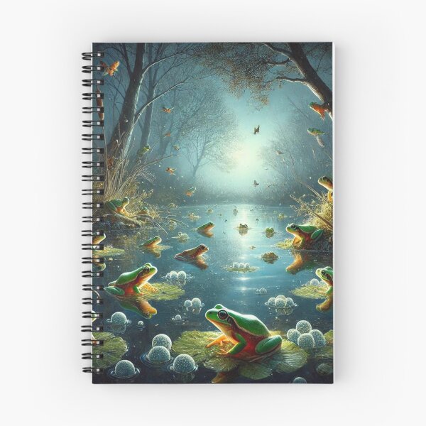 Item preview, Moonlit Tree Frogs Spawning in Tranquil Pond designed and sold by NocturnalNook.