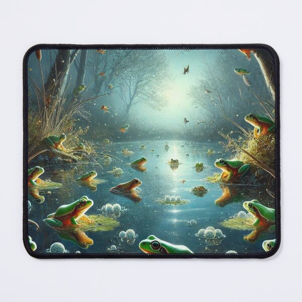 Item preview, Moonlit Tree Frogs Spawning in Tranquil Pond designed and sold by NocturnalNook.