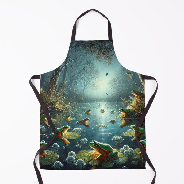 Item preview, Moonlit Tree Frogs Spawning in Tranquil Pond designed and sold by NocturnalNook.