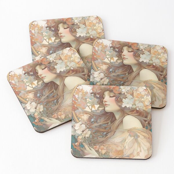 Item preview, Mucha Inspired Art Nouveau Floral Design designed and sold by Tamas Das.