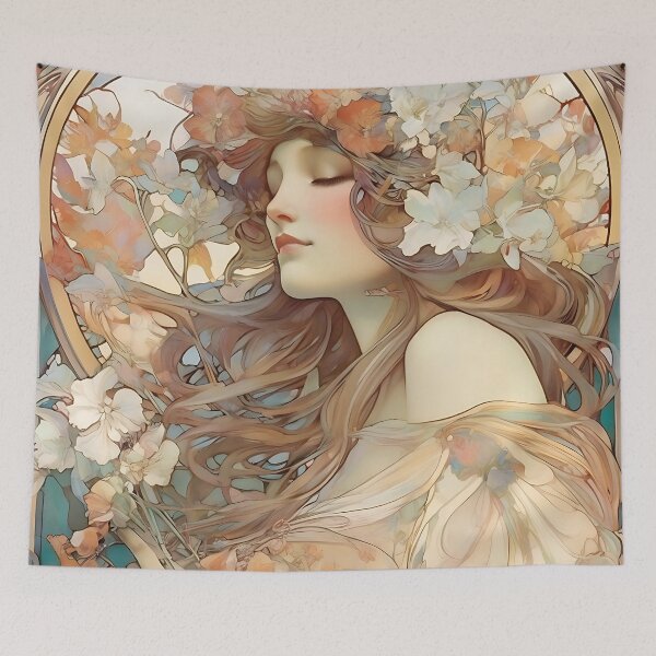 Item preview, Mucha Inspired Art Nouveau Floral Design designed and sold by Tamas Das.