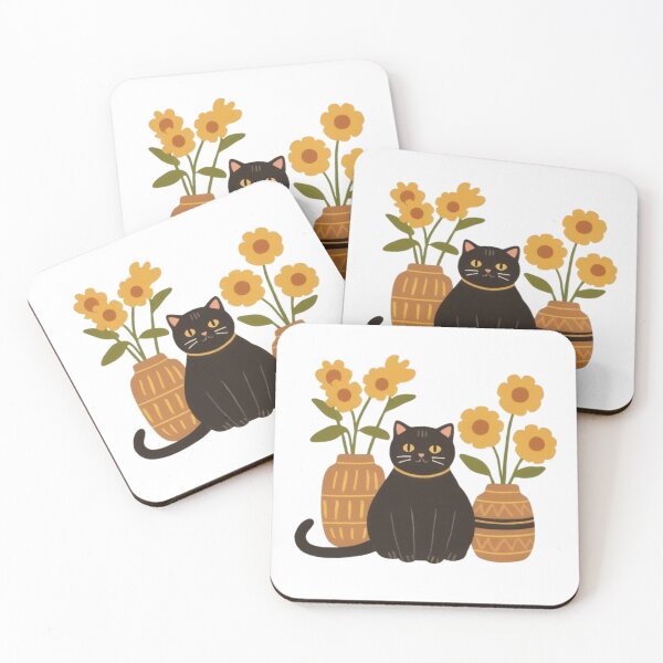 Item preview, Cute funny chubby kitty posing among vases with yellow gerberas. designed and sold by SaraSumi.