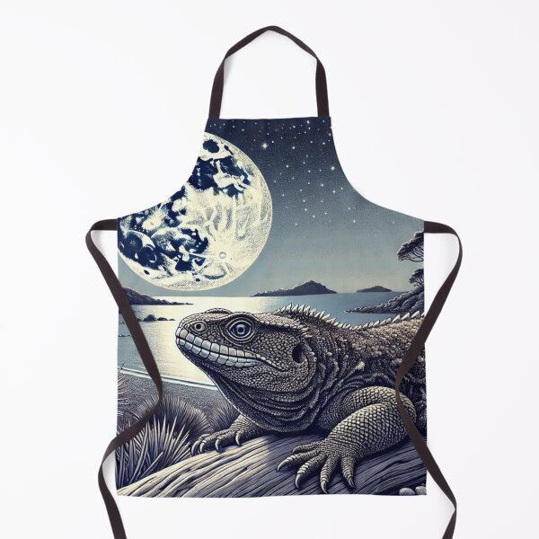 Item preview, Serene Night Illustration of a Tuatara Under Moonlight on a New Zealand Island designed and sold by NocturnalNook.