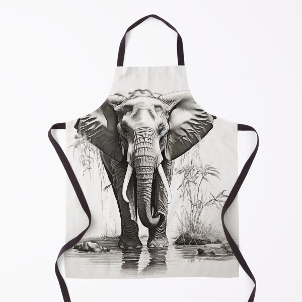 Item preview, Black and White Elephant pencil drawing designed and sold by Pencil-Art.