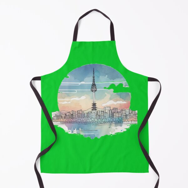 Item preview, Seoul Skyline in Watercolors – Minimalist 3D Sketch with Seoul Tower,    designed and sold by PaintMeWorld.
