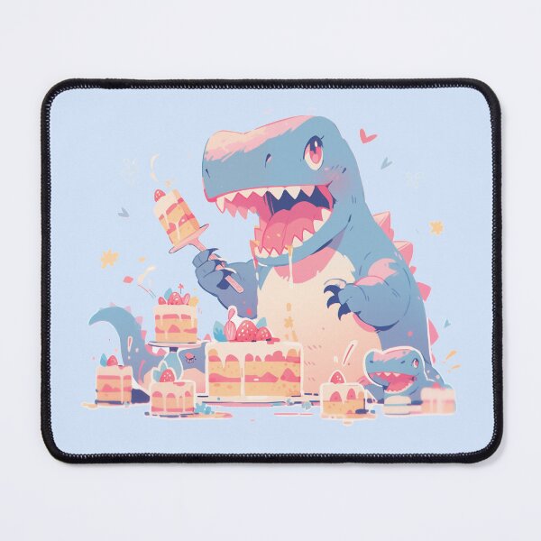 Item preview, Trex dinosaur eating strawberry cake designed and sold by WoollenLlama.