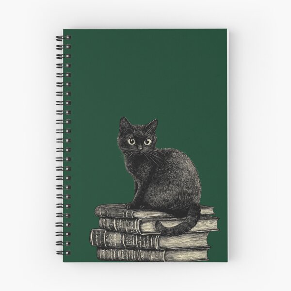 Item preview, Black Cat and Books - Large Image Dark Background designed and sold by msliewdesign.