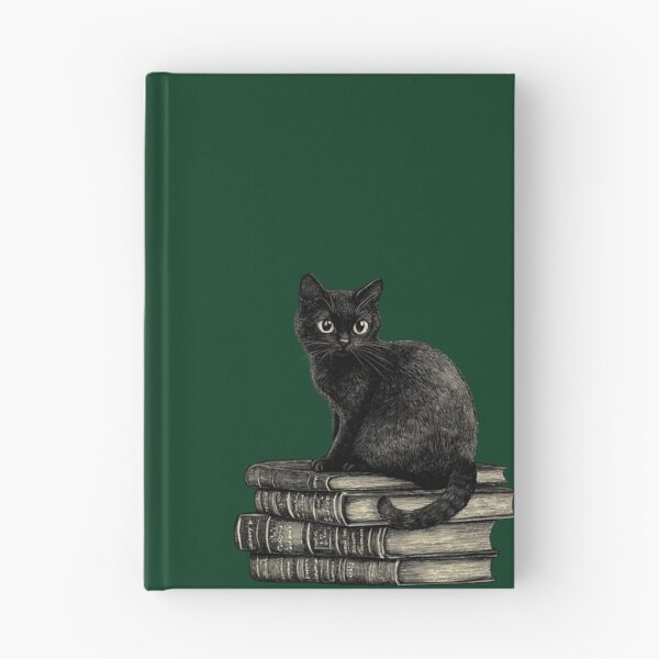 Item preview, Black Cat and Books - Large Image Dark Background designed and sold by msliewdesign.