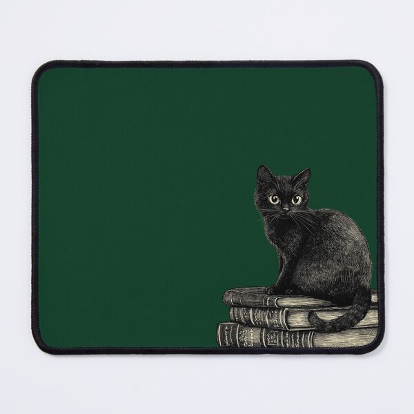 Item preview, Black Cat and Books - Large Image Dark Background designed and sold by msliewdesign.