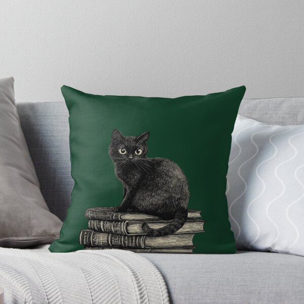 Item preview, Black Cat and Books - Large Image Dark Background designed and sold by msliewdesign.