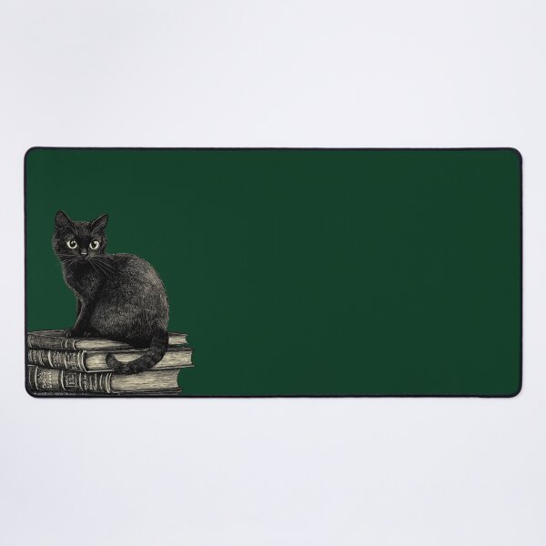 Item preview, Black Cat and Books - Large Image Dark Background designed and sold by msliewdesign.