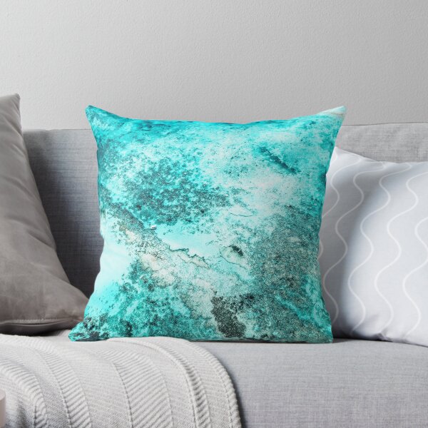 summer abstract ocean teal turquoise aqua blue Throw Pillow