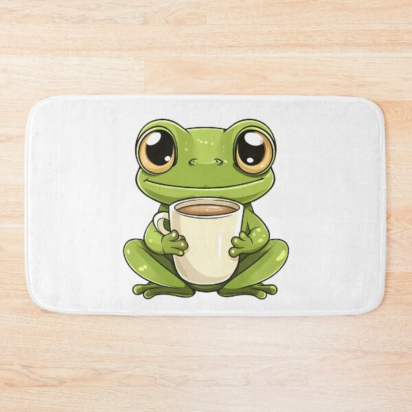 Item preview, Kwaii Frog with Coffee - HOP OVER FOR A COFFEE! designed and sold by ArtPompon.