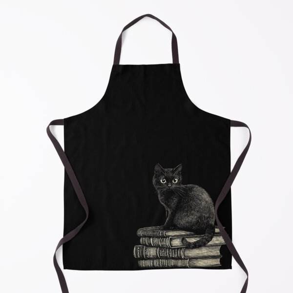 Item preview, Black Cat and Books - Large Image Black Background designed and sold by msliewdesign.
