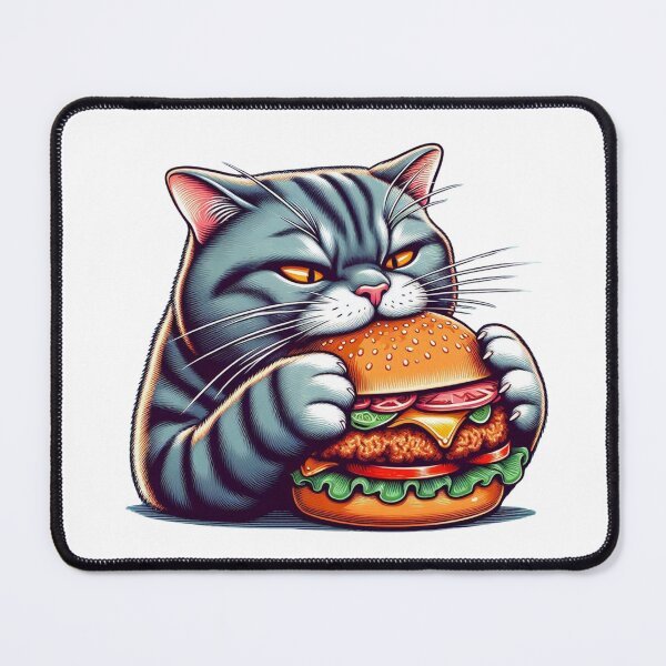 Item preview, cat eat burger designed and sold by REDCATWWW.