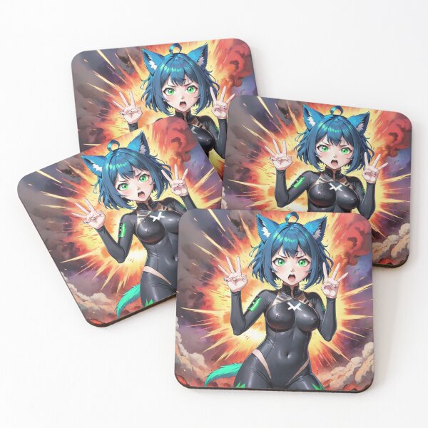 Item preview, Explosive Cybercat Girl - Anime-Inspired Digital Art designed and sold by shaynetwright.