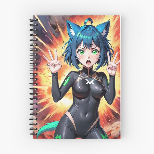 Item preview, Explosive Cybercat Girl - Anime-Inspired Digital Art designed and sold by shaynetwright.