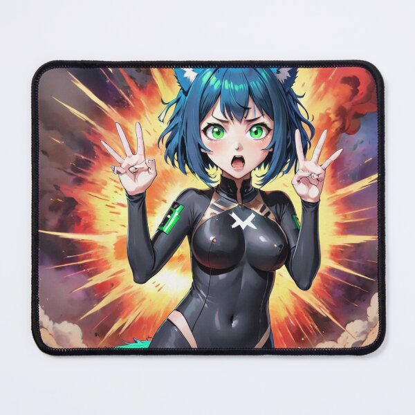 Item preview, Explosive Cybercat Girl - Anime-Inspired Digital Art designed and sold by shaynetwright.