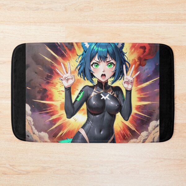 Item preview, Explosive Cybercat Girl - Anime-Inspired Digital Art designed and sold by shaynetwright.
