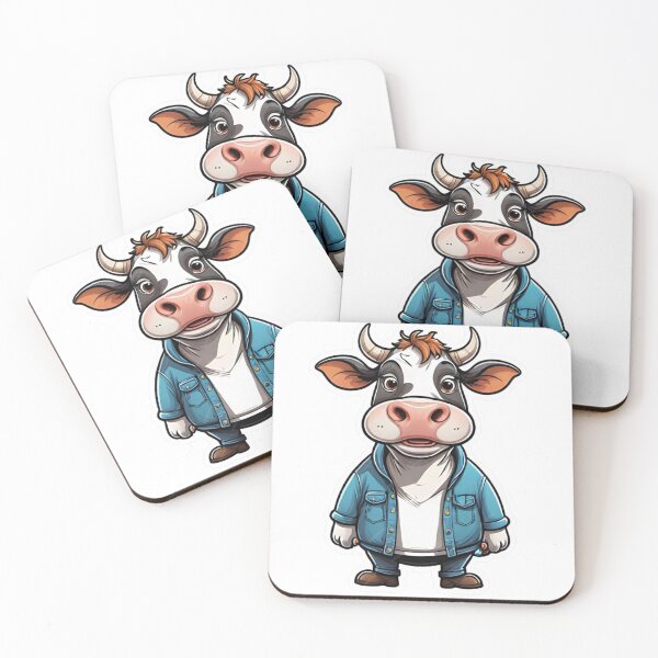Item preview, Funny Cartoon Cow Label Design for Short Mug Magnetic Hat designed and sold by TODPESIGN.
