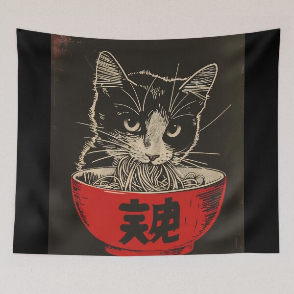 Item preview, Cat eating ramen designed and sold by my-moody-place.