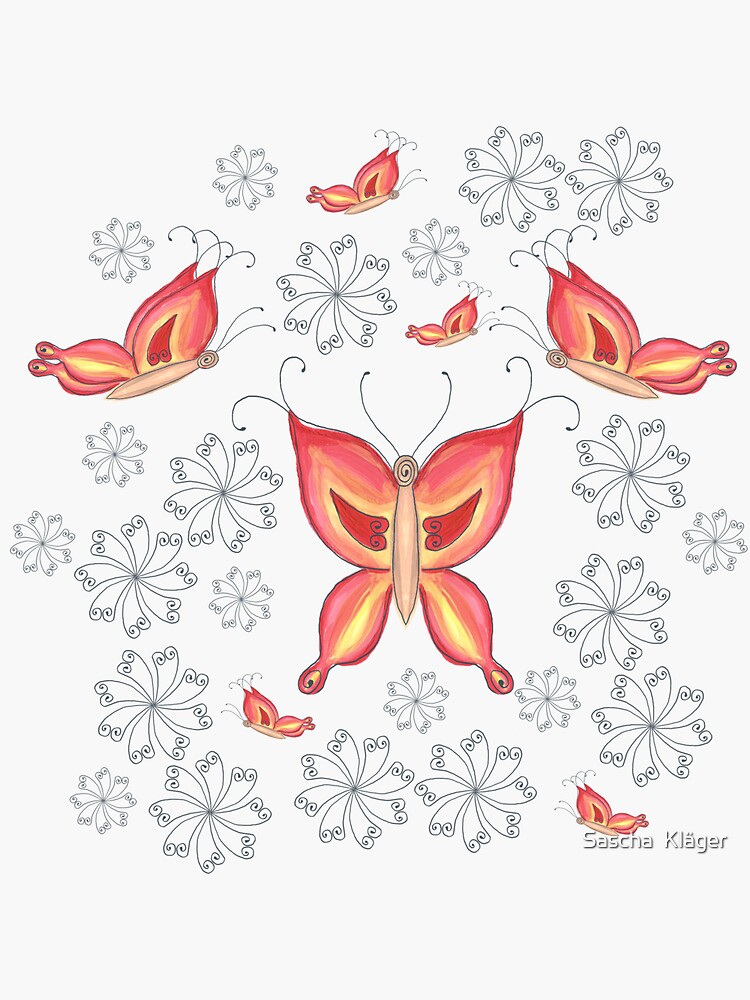 Thumbnail 3 of 3, Sticker, butterfly pattern / butterfly pattern designed and sold by IsabellaSchaf.