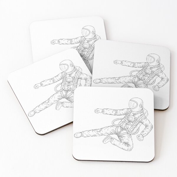 Item preview, Karate Kick Astronaut Hand-Drawn illustration Art designed and sold by Design Etstore.