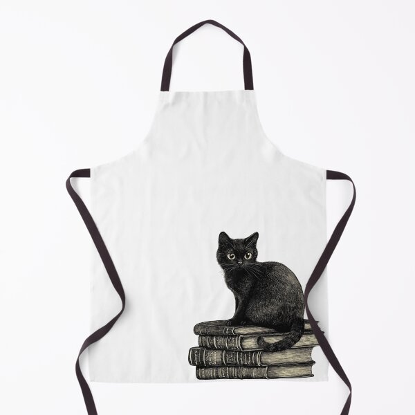 Item preview, Black Cat and Books - Large Image White Background designed and sold by msliewdesign.