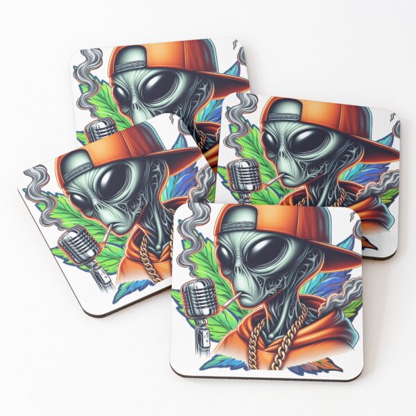 Item preview,  alieno con cappellino da rapper fuma marijuana designed and sold by Shop2s.