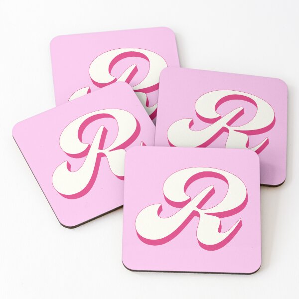 Item preview, R Letter Initial Monogram Retro Pink  designed and sold by Serendipity Studios.
