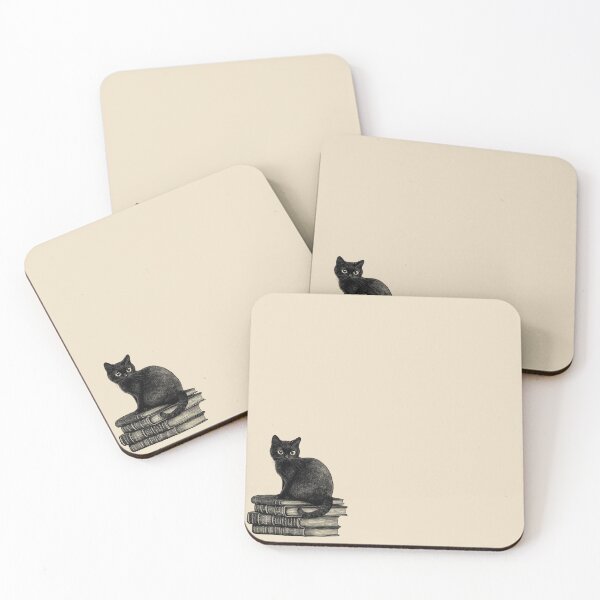 Item preview, Black Cat and Books - Small Image Light Background designed and sold by msliewdesign.