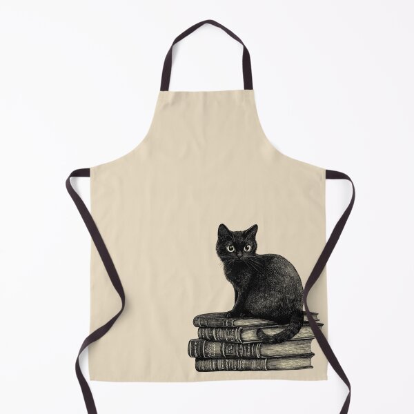 Item preview, Black Cat and Books - Small Image Light Background designed and sold by msliewdesign.