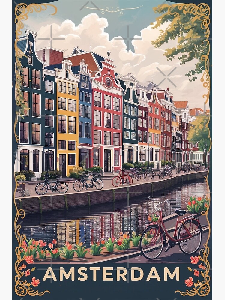 Amsterdam Vintage Travel Poster Photographic Print