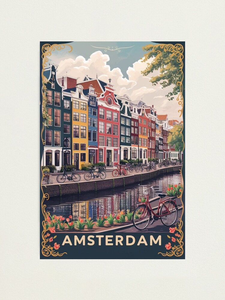 Amsterdam Vintage Travel Poster Photographic Print